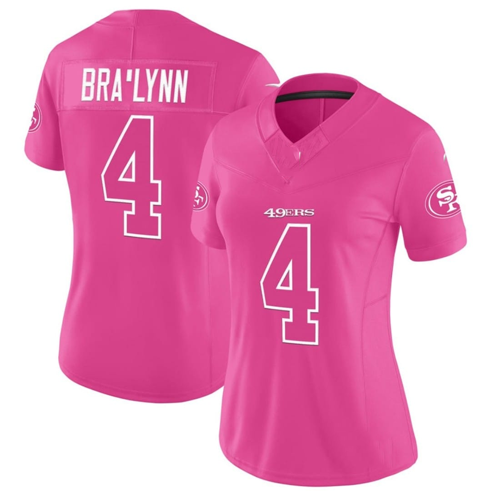SF.49ers #4 BRA'LYNN Pink Limited Stitched Football Jersey