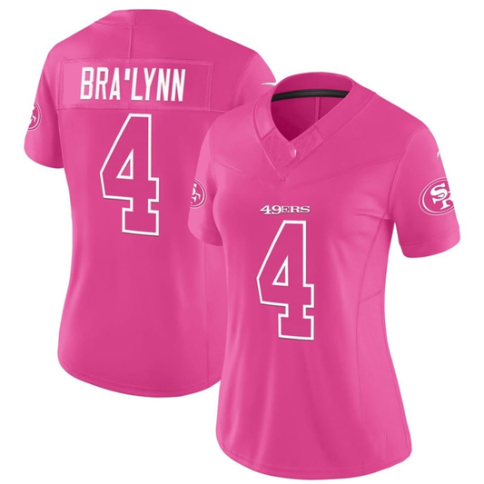 SF.49ers #4 BRA'LYNN Pink Limited Stitched Football Jersey