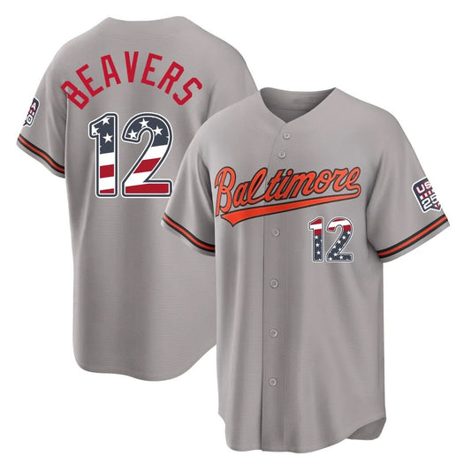 Baltimore Orioles #12 Dylan Beavers Player Gray USA 250 Fourth of July Home Game Stitched Baseball Jersey