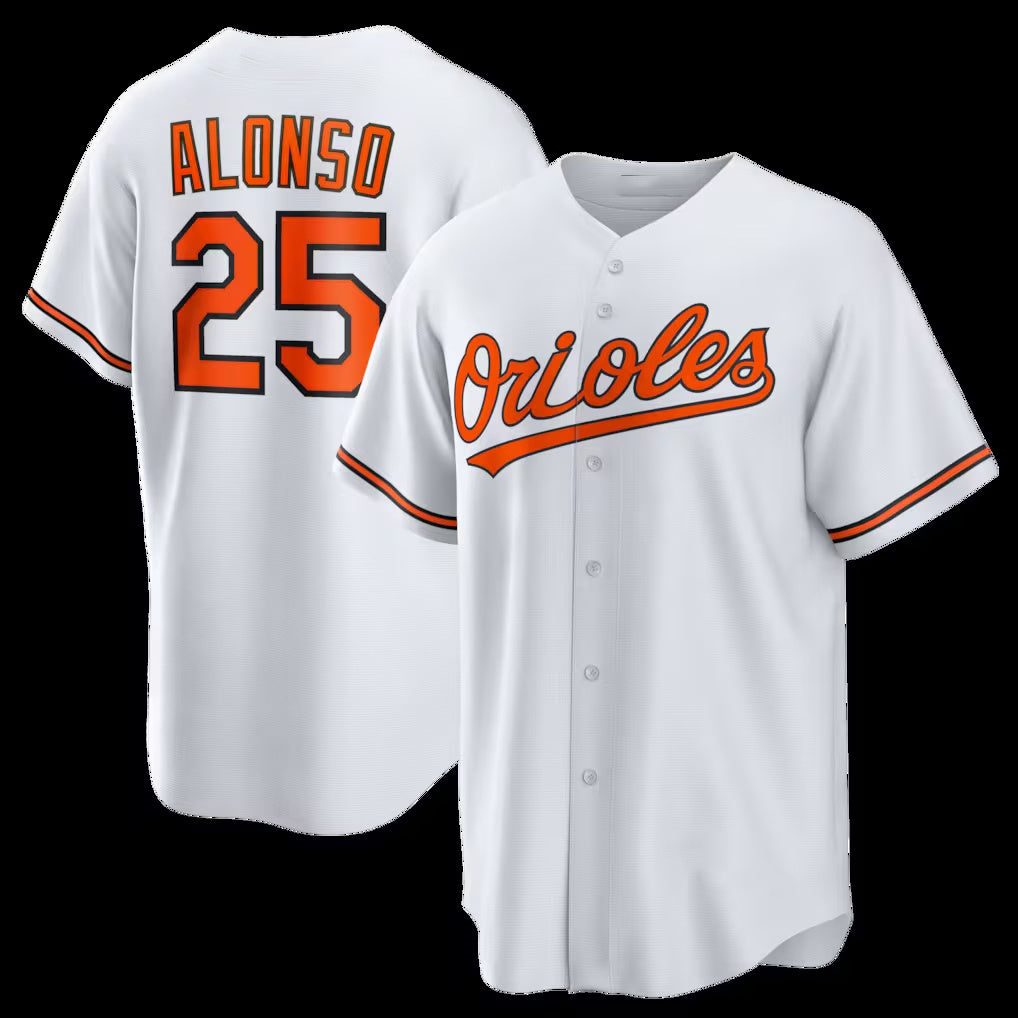 Baltimore Orioles #25 Pete Alonso White Home Replica Stitched Baseball Jersey