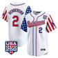 Baltimore Orioles #2 Gunnar Henderson Player White USA 250 Independence Day Vapor Premier Limited Home Game Stitched Baseball Jersey