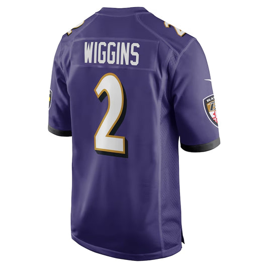 B.Ravens #2 Nate Wiggins 2024 Draft First Round Pick Player Game Jersey - Purple Football Jerseys