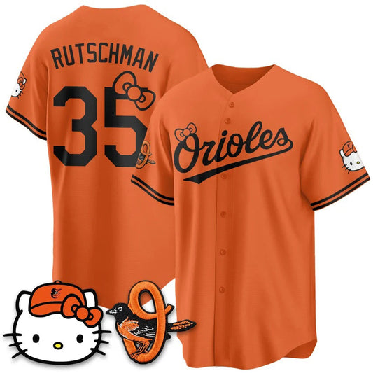 Baltimore Orioles #35 Adley Rutschman Orange Puhics Meow KT Vapor Premier Limited Stitched Jersey