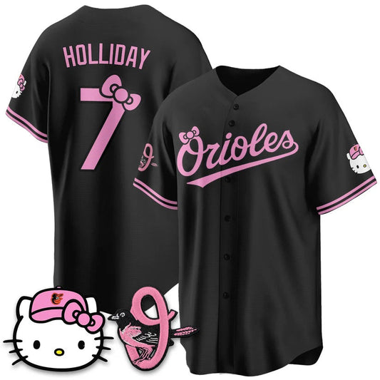 Baltimore Orioles #7 Jackson Holliday Black Puhics Meow KT Vapor Premier Limited Stitched Jersey
