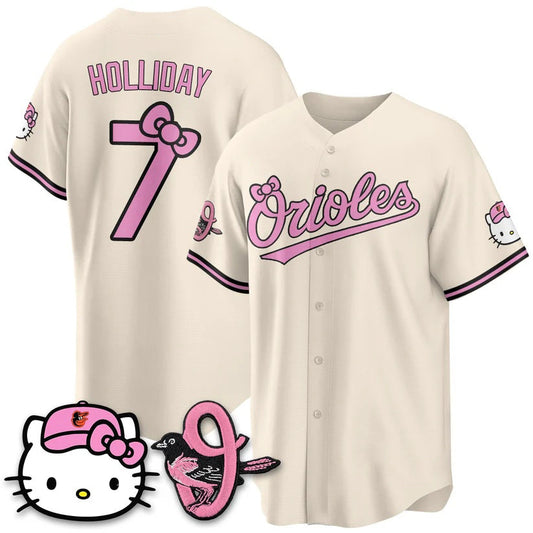 Baltimore Orioles #7 Jackson Holliday Cream Puhics Meow KT Vapor Premier Limited Stitched Jersey
