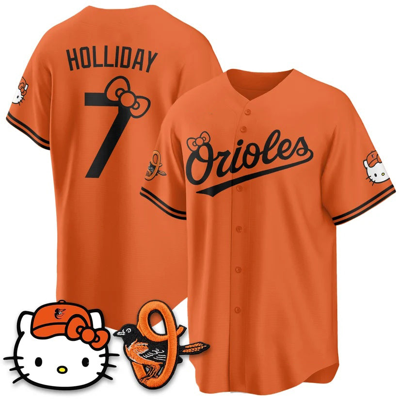 Baltimore Orioles #7 Jackson Holliday Orange Puhics Meow KT Vapor Premier Limited Stitched Jersey