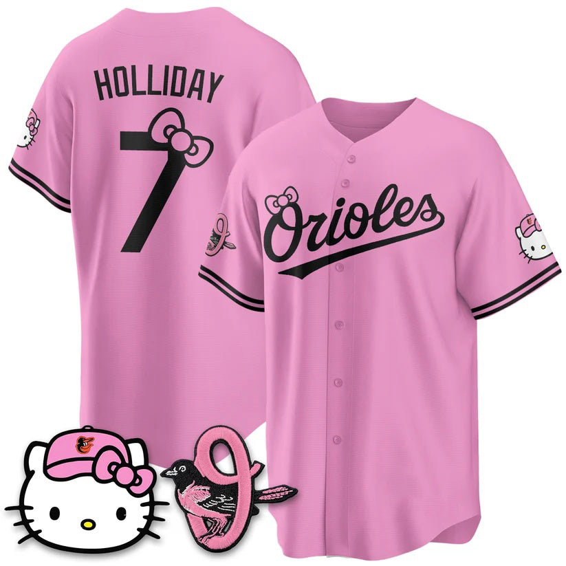 Baltimore Orioles #7 Jackson Holliday Pink Puhics Meow KT Vapor Premier Limited Stitched Jersey