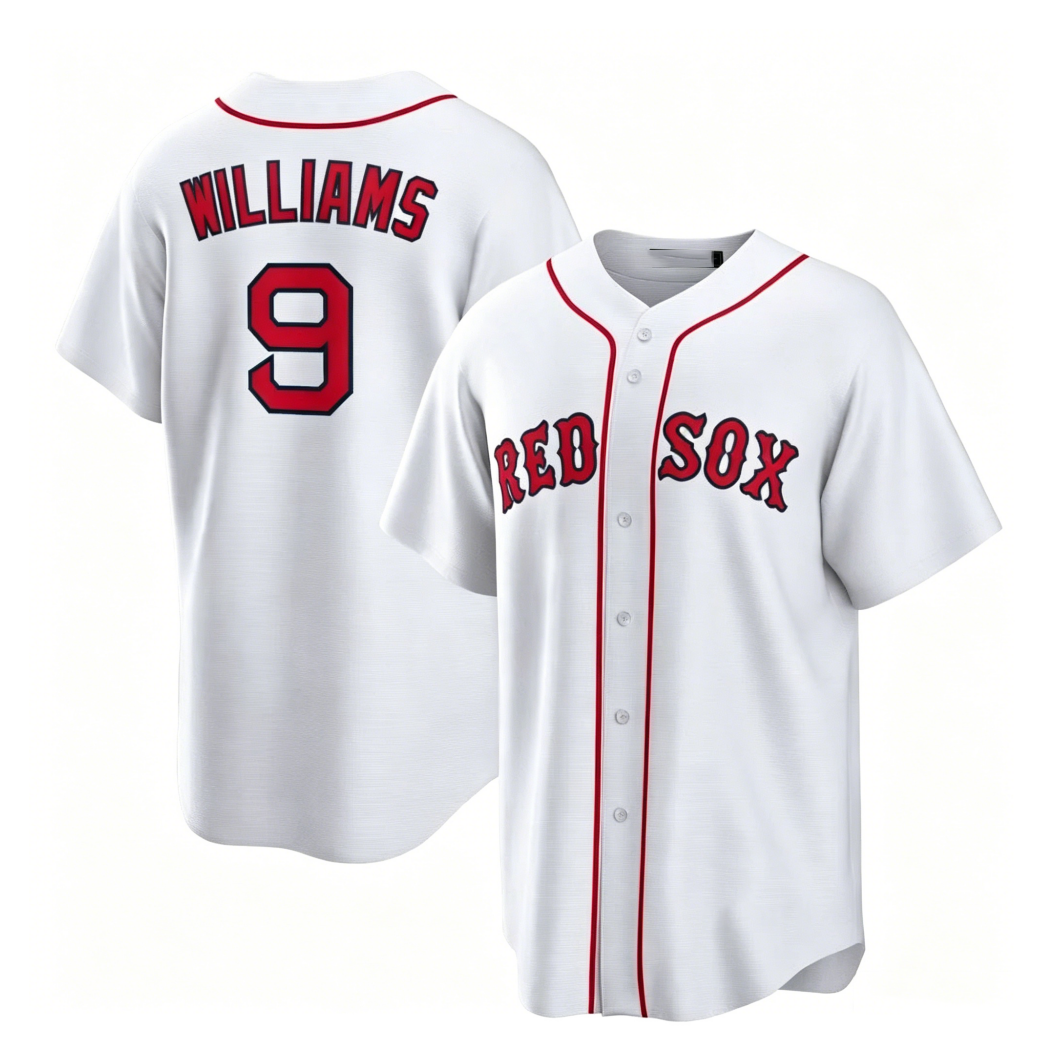 Boston Red Sox #9 Ted Williams White Cool Base Stitched Baseball Jersey