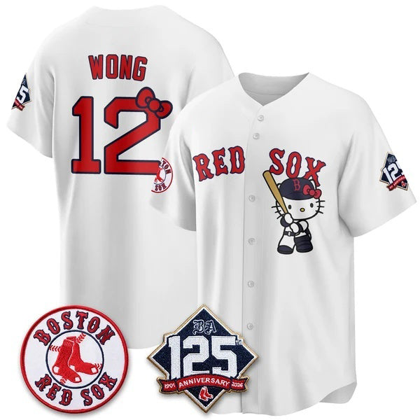 Boston Red Sox #12 Connor Wong White Puhics Meow KT Vapor Limited Stitched Jersey