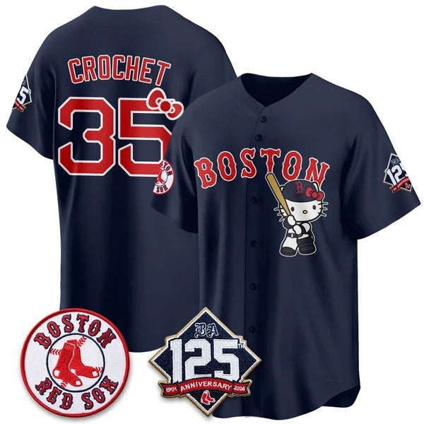 Boston Red Sox #35 Garrett Crochet Navy Puhics Meow KT Vapor Limited Stitched Jersey