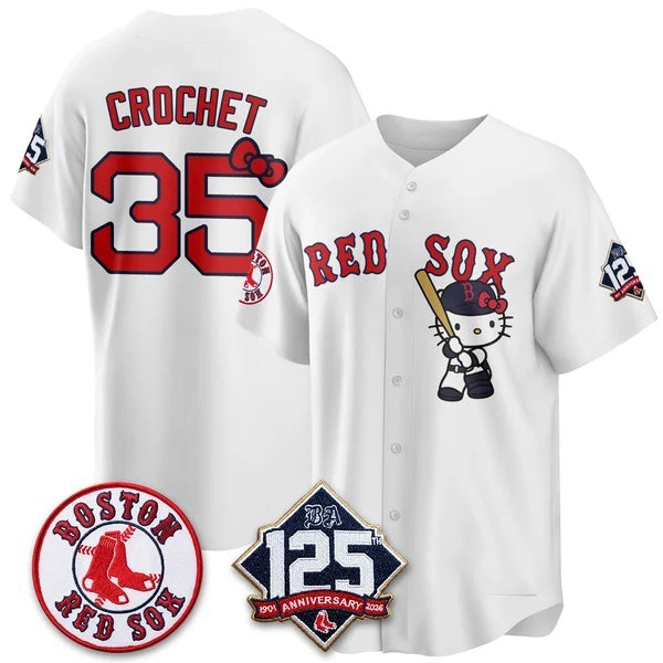 Boston Red Sox #35 Garrett Crochet White Puhics Meow KT Vapor Limited Stitched Jersey