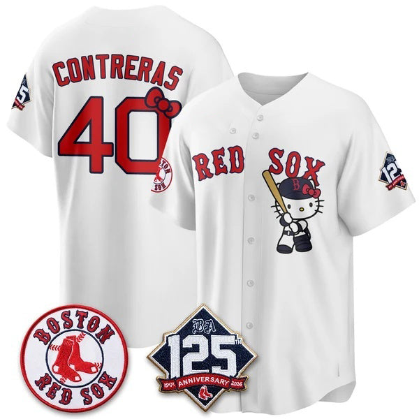 Boston Red Sox #40 Willson Contreras White Puhics Meow KT Vapor Limited Stitched Jersey