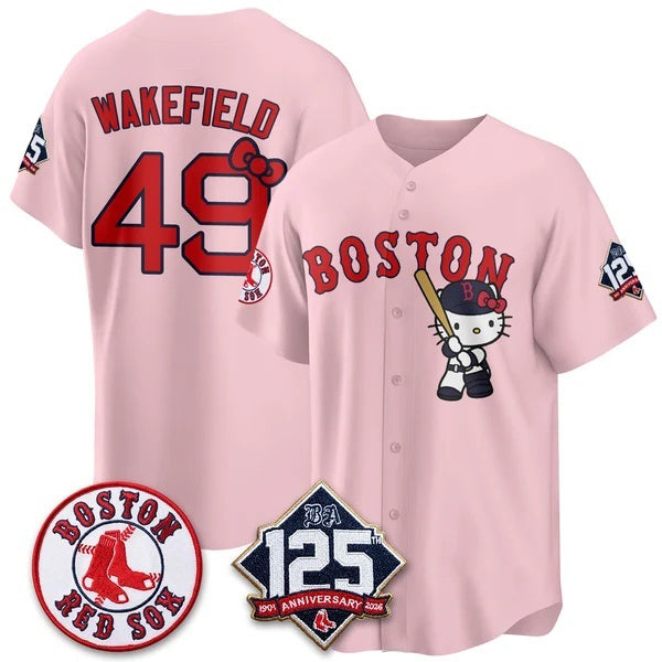 Boston Red Sox #49 Tim Wakefield Pink Puhics Meow KT Vapor Limited Stitched Jersey