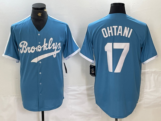Brooklyn Dodgers #17 Shohei Ohtani Light Blue Cooperstown Collection Cool Base Baseball Jerseys