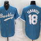 Brooklyn Dodgers #18 Yoshinobu Yamamoto Light Blue Cooperstown Collection Cool Base Baseball Jerseys