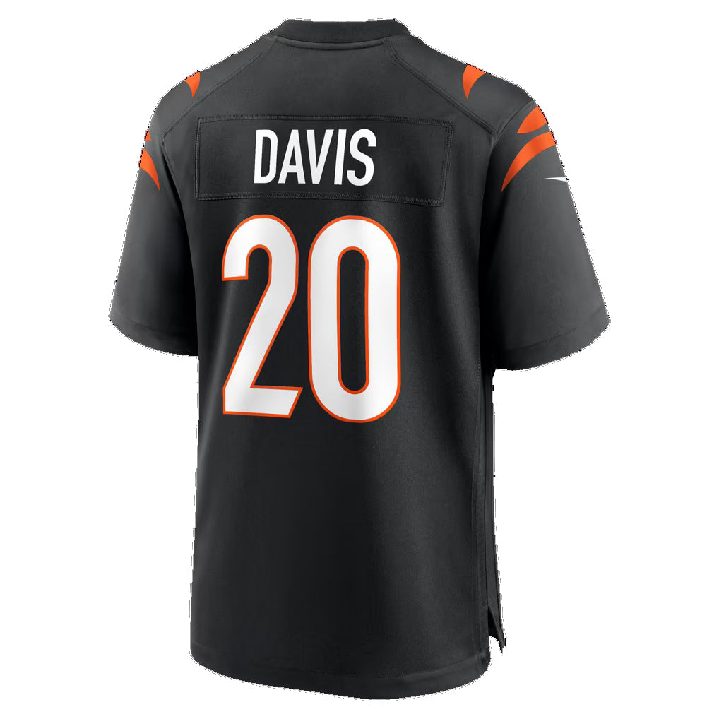 C.Bengals #20 Tacario Davis Black Team Game Football Jersey