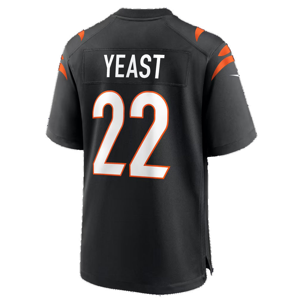 C.Bengals #22 Russ Yeast Black Team Game Football Jersey
