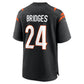 C.Bengals #24 Trikweze Bridges Black Team Game Football Jersey