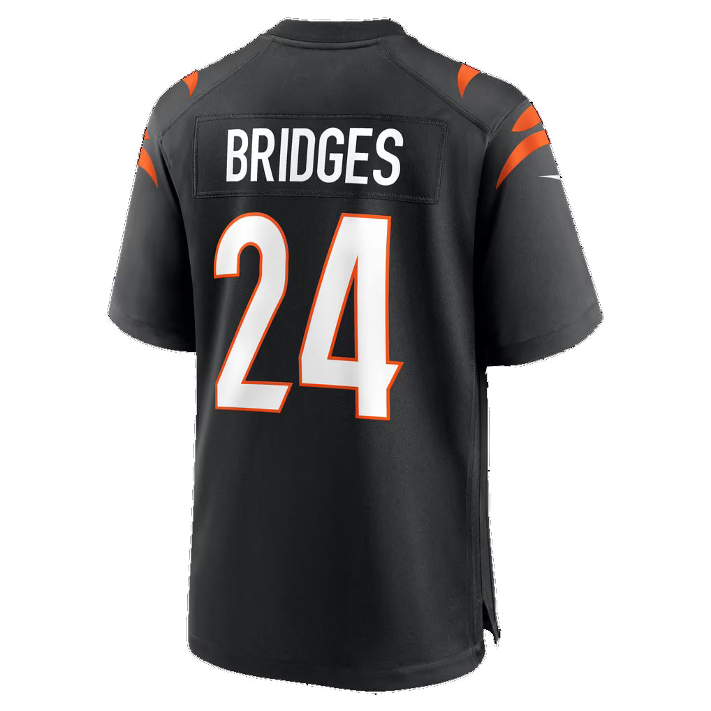 C.Bengals #24 Trikweze Bridges Black Team Game Football Jersey
