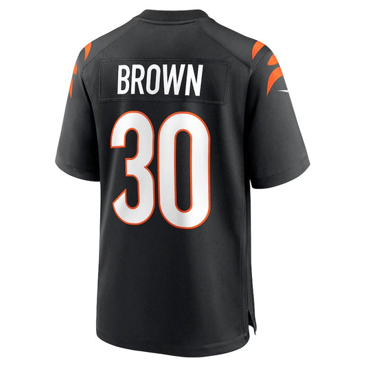 C.Bengals #30 Chase Brown Black Team Game Stitched American Football Jerseys