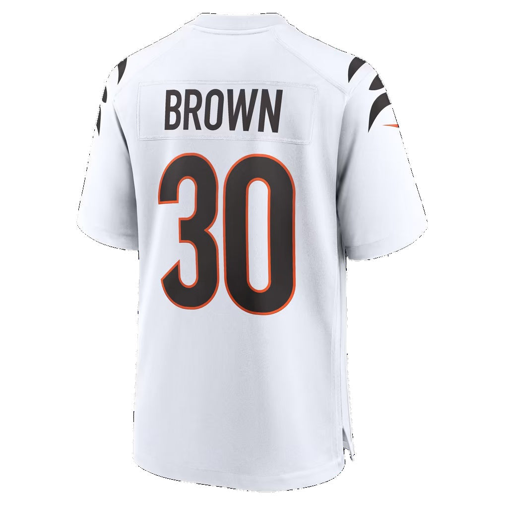 C.Bengals #30 Chase Brown White Game Football Jersey