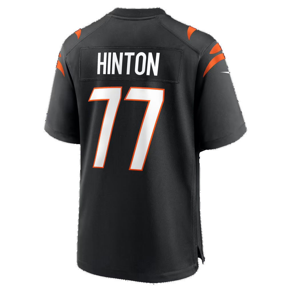 C.Bengals #77 Myles Hinton Black Team Game Football Jersey