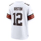 C.Browns #12 Denzel Boston White Game Football Jersey