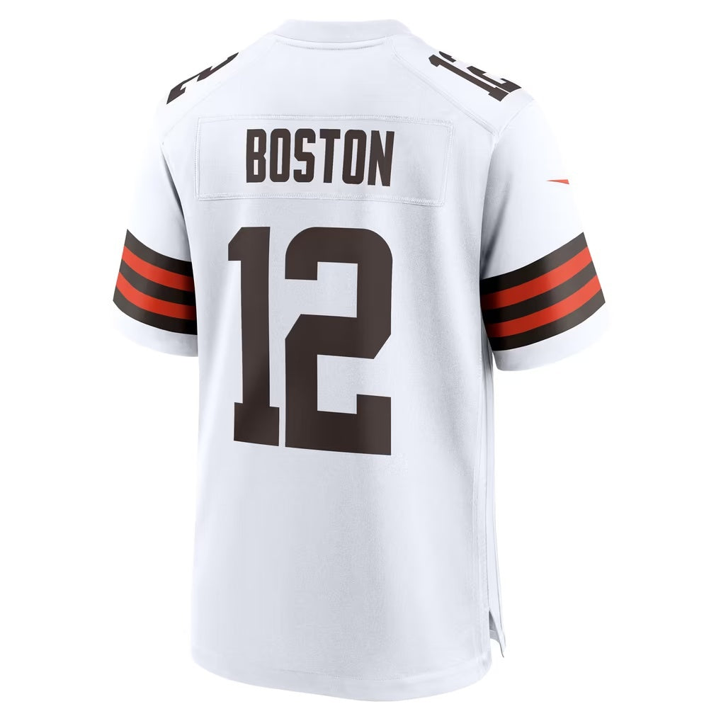 C.Browns #12 Denzel Boston White Game Football Jersey