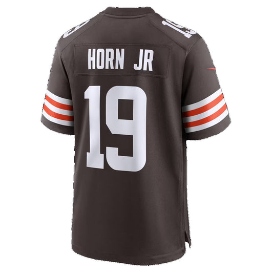 C.Browns #19 Jimmy Horn Jr Brown Puhics Team Game Jersey