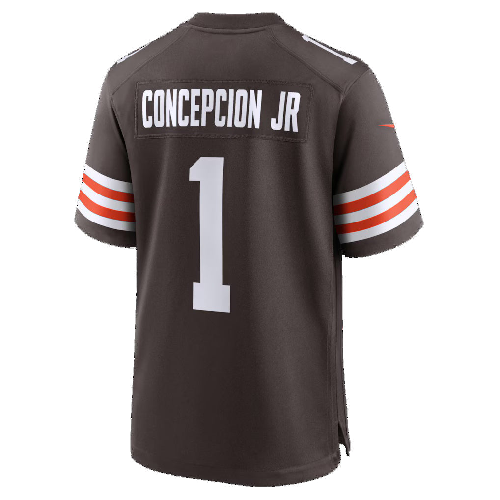 C.Browns #1 KC Concepcion Jr. Brown Team Game Football Jersey