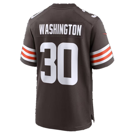 C.Browns #30 Zion Washington Brown Team Game Football Jersey