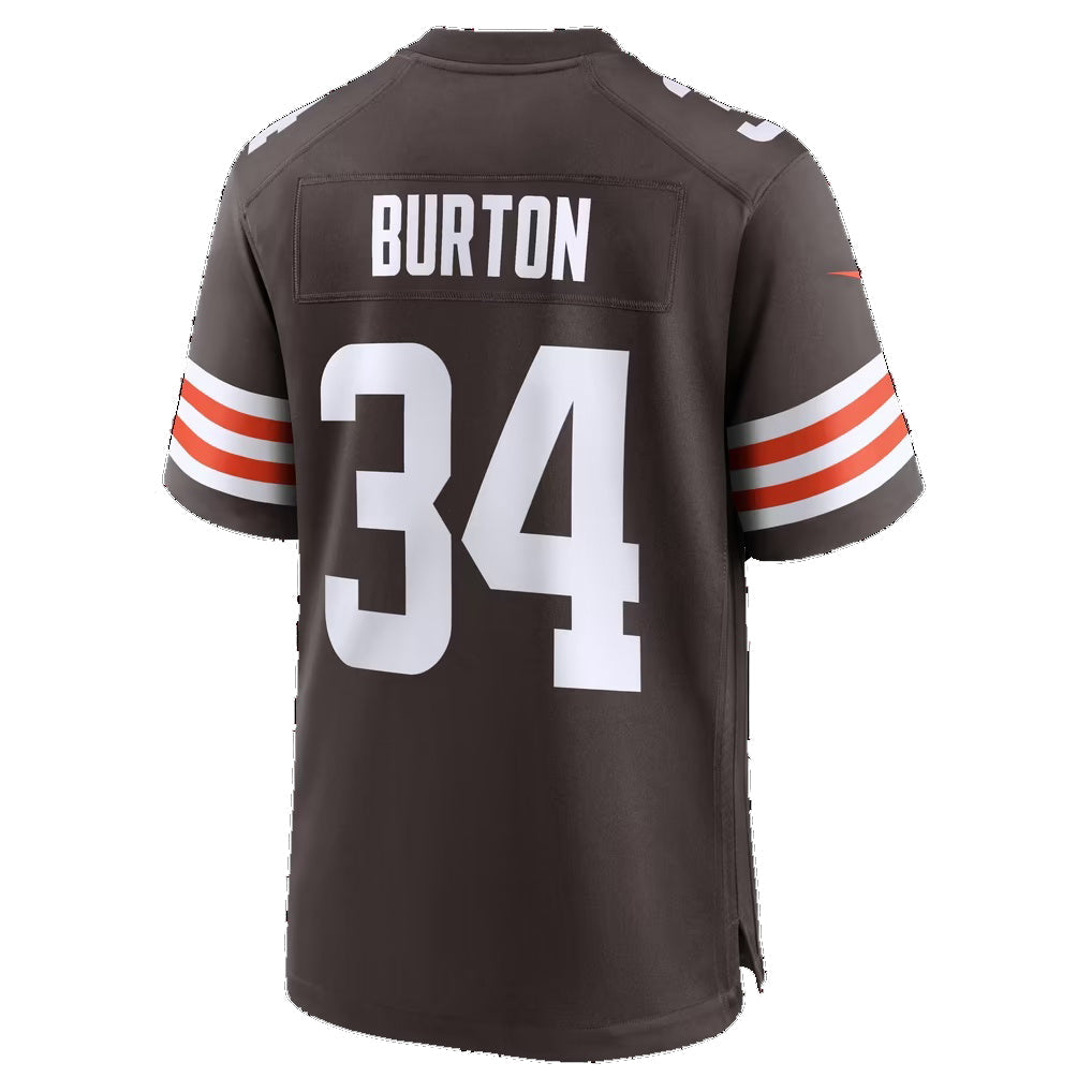 C.Browns #34 Michael Burton Brown Team Game Football Jersey