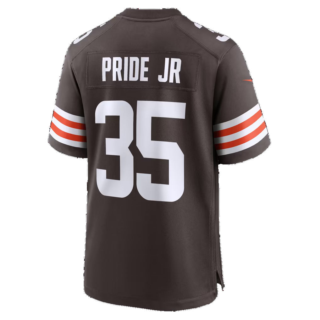 C.Browns #35 Toriano Pride Jr. Brown Team Game Football Jersey