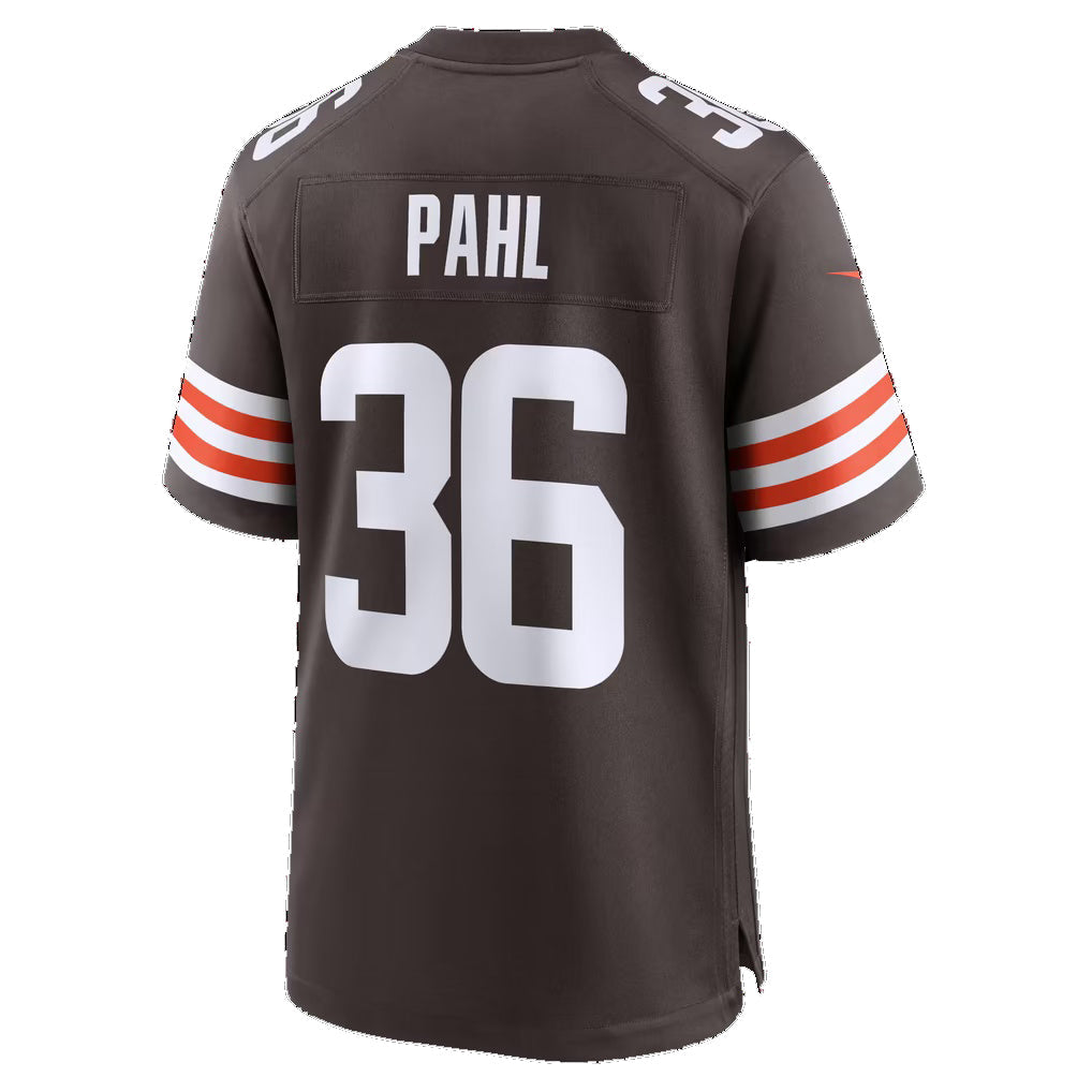 C.Browns #36 Wes Pahl Brown Puhics Team Game Jersey