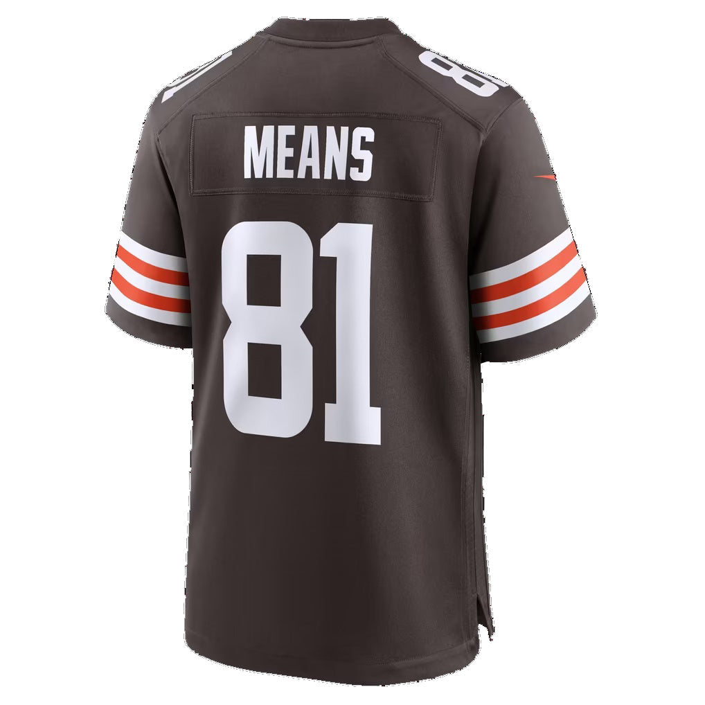 C.Browns #81 Bub Means Brown Team Game Football Jersey