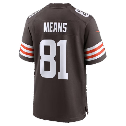 C.Browns #81 Bub Means Brown Team Game Football Jersey