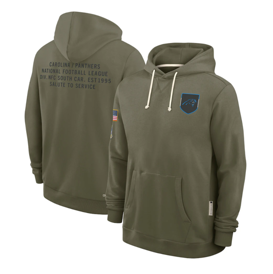C.Panthers Olive 2025 Salute to Service Sideline Standard Issue Dri-FIT Hoodie Stitched American Football Jerseys