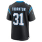 C.Panthers #31 Corey Thornton Black Team Game Stitched American Football Jerseys