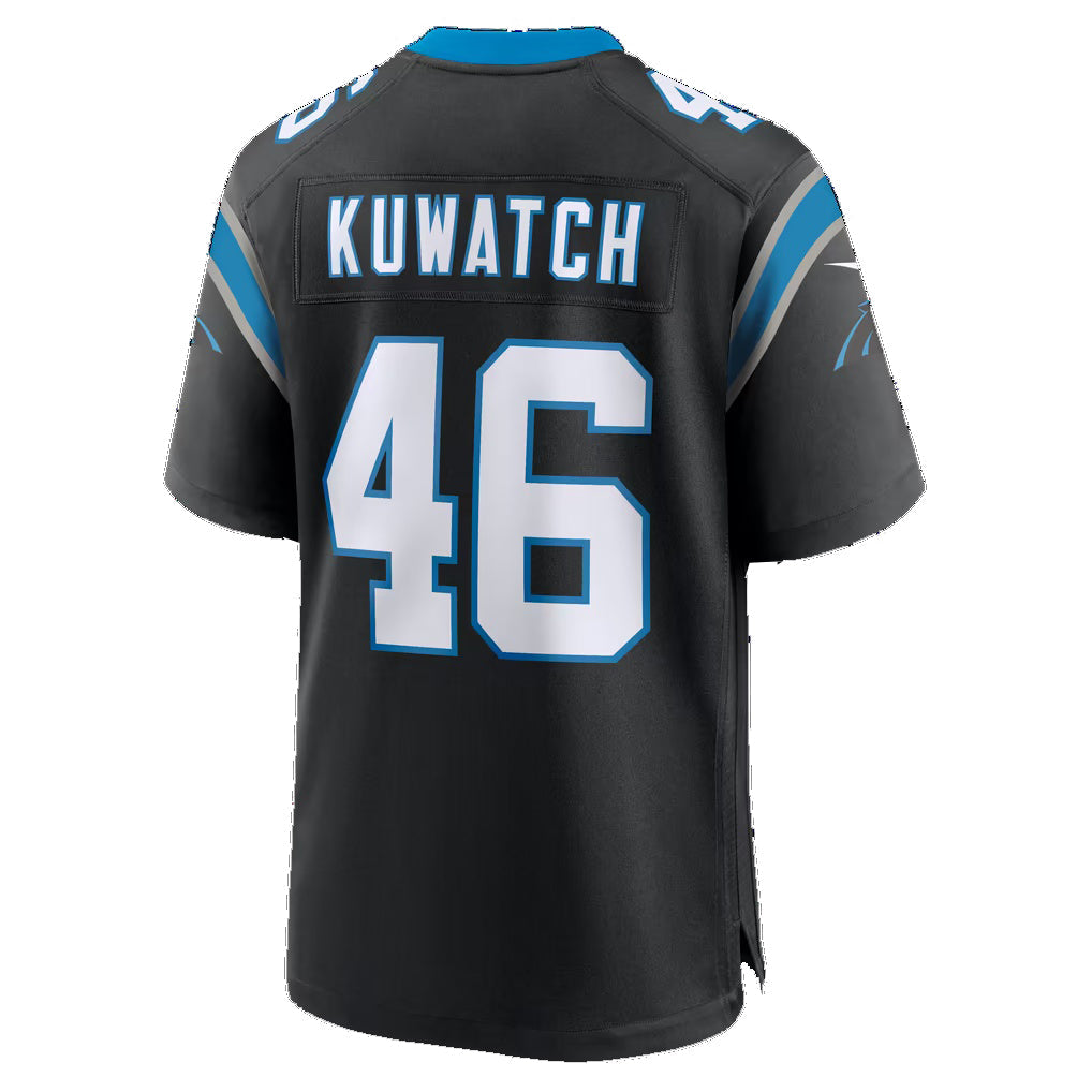 C.Panthers #46 Jackson Kuwatch Black Team Game Football Jersey