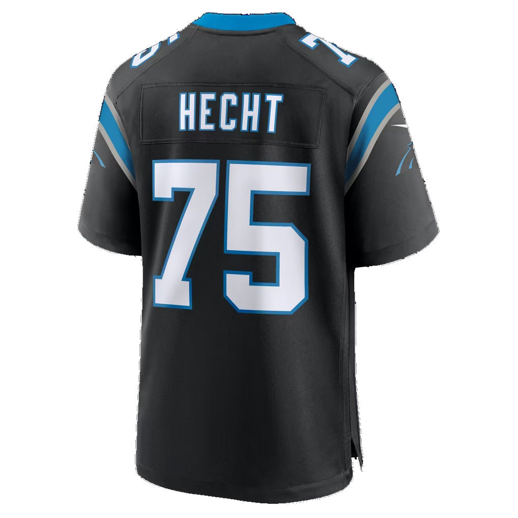 C.Panthers #75 Sam Hecht Black Team Game Football Jersey