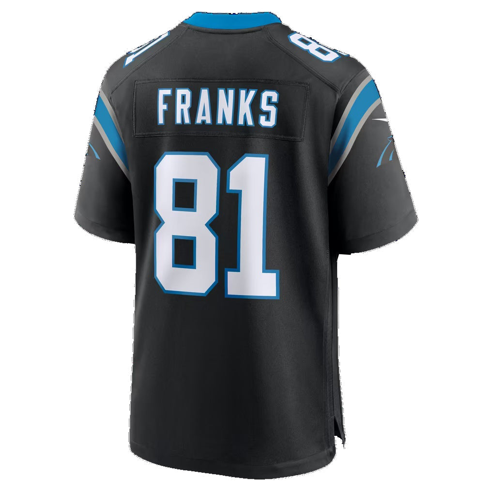 C.Panthers #81 Feleipe Franks Black Team Game Football Jersey