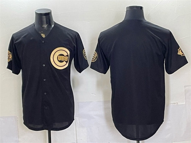 Chicago Cubs Blank Black Gold 150th Anniversary Patch Stitched Jersey