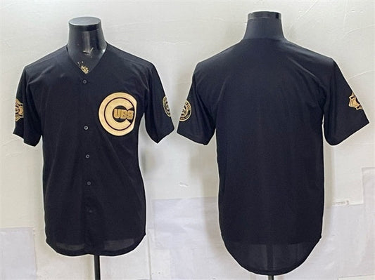 Chicago Cubs Blank Black Gold 150th Anniversary Patch Stitched Jersey