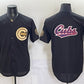 Chicago Cubs Team Big Logo Black Gold 150th Anniversary Patch Stitched Jersey