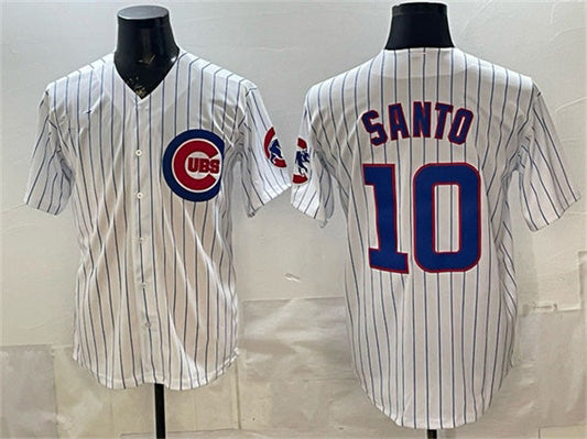 Chicago Cubs #10 Ron Santo White Cool Base Stitched Baseball Jersey