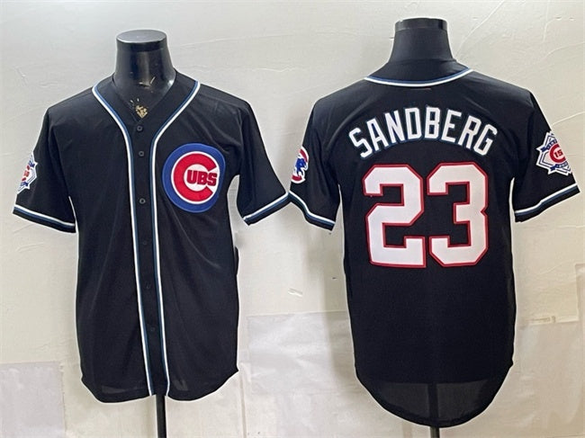 Chicago Cubs #23 Ryne Sandberg 150th Anniversary Black Out Style Vapor Premier Limited Stitched Jersey