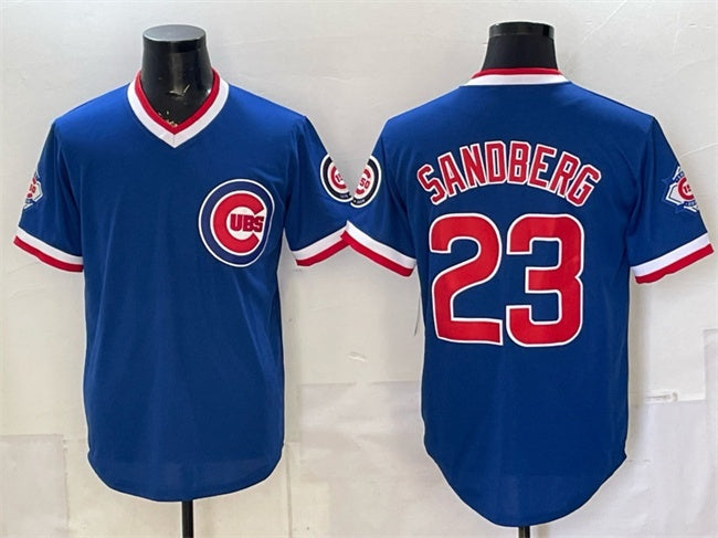 Chicago Cubs #23 Ryne Sandberg Royal 150th Anniversary Throwback Vapor Limited Stitched Jersey