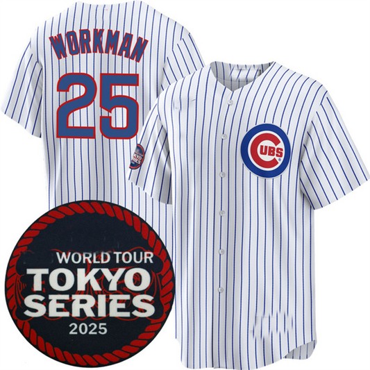 Chicago Cubs #25 Gage Workman White 2025 World Tour Tokyo Series Home Stitched Baseball Jersey