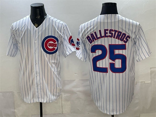 Chicago Cubs #25 Mois¨¦s Ballesteros White Cool Base Stitched Jersey