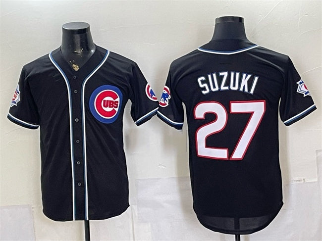 Chicago Cubs #27 Seiya Suzuki 150th Anniversary Black Out Style Vapor Premier Limited Stitched Jersey